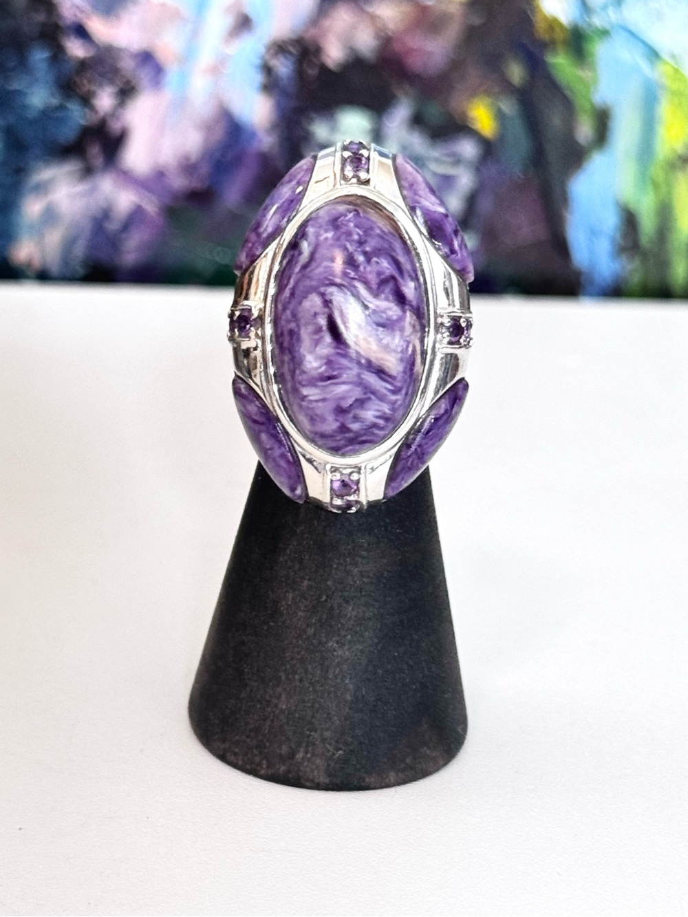 Rare CHAROITE Sterling Silver Ring (5)
